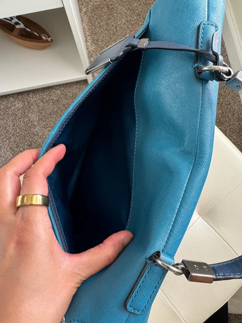 Coach Sadie Teal Leather Top-Handle Satchel with Strap - Picture 11 of 15